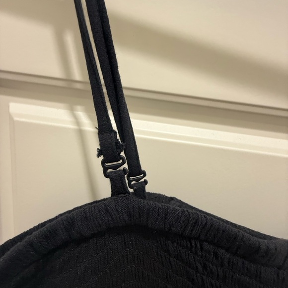 Prana. Tomomi 2 in 1 Smocked Crinkle Gauze Pant/Jumpsuit. Black. Size Large. - Picture 9 of 16